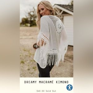 Three Bird nest macrame kimono OS white